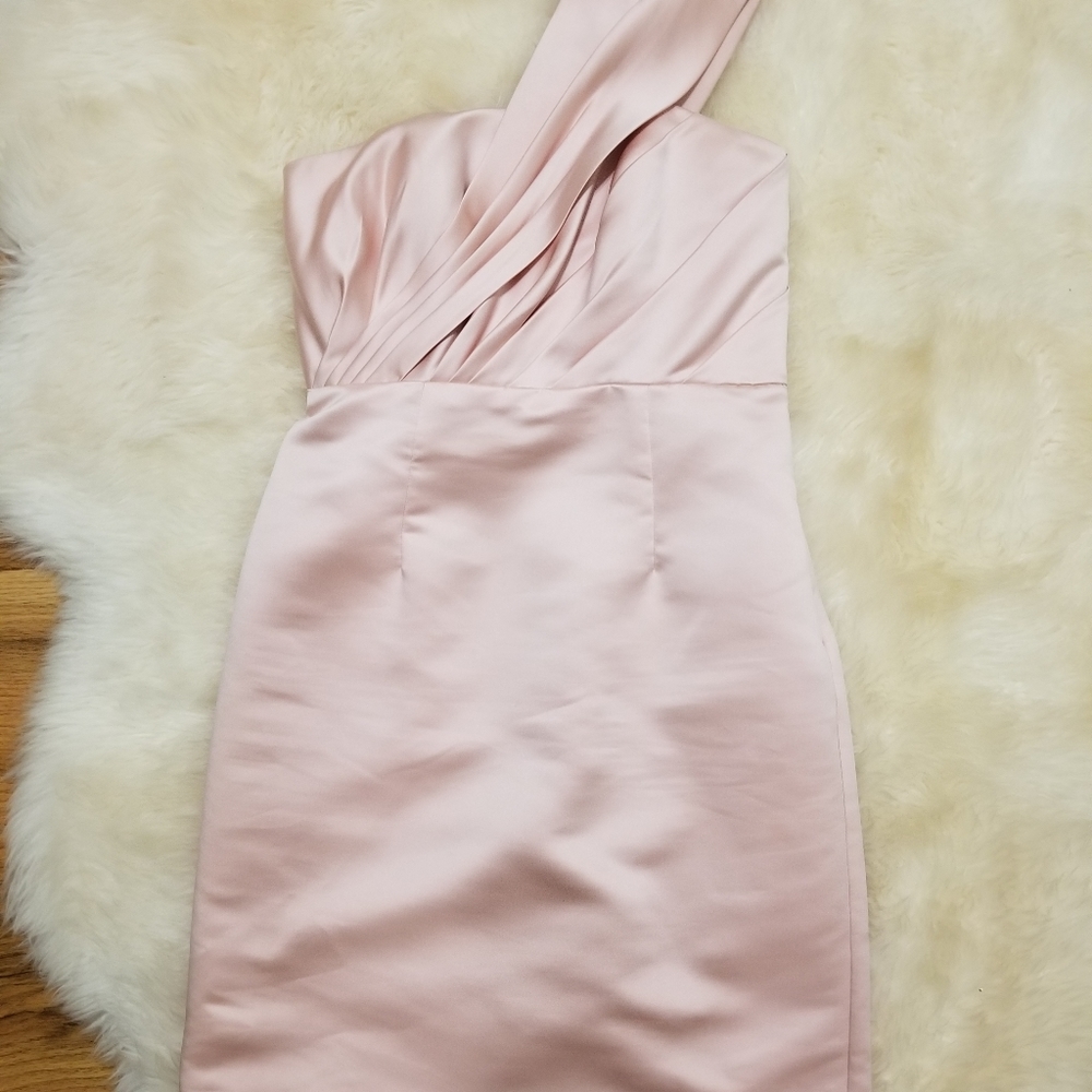 One shoulder blush dress